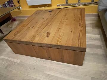 TABLE BASSE EN PIN - VERRE TREMPE