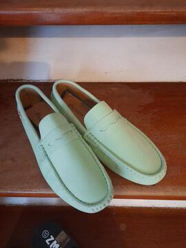 mocassins cuir vert T 37