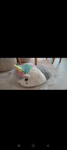 chausson pour 2 pieds peluche licorne