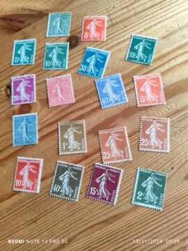 lot timbres semeuses non oblitérées