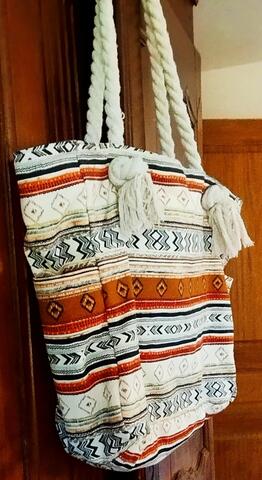 Sac de plage en gros coton motifs ethniques