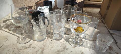 Verres divers, 1 verre a vin, bier