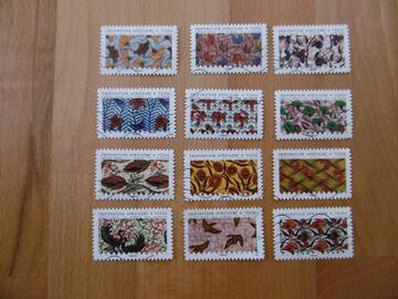 Série timbres Tissus motifs nature-Inspiration africaine 2019