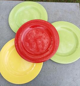 4 assiettes plates de couleur