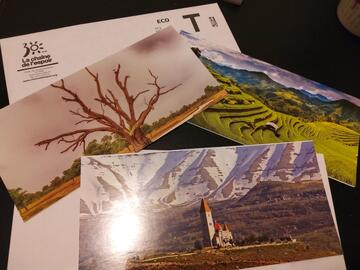 3 cartes postales + enveloppes