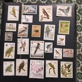 donne timbres étrangers oiseaux