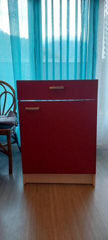 meuble bas cuisine rouge