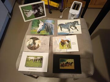 7 cartes postales de chevaux