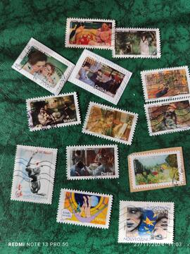 lot série timbres impressionnistes ++