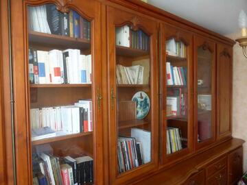 Grande bibliothèque en bois massif ton acajou