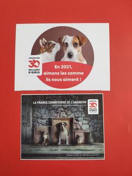 2 Autocollants chien/chat "30 Millions d'Amis"