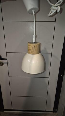 petit lustre beige/bois