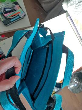 Sac tissé bleu turquoise