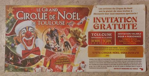 Invitation pour le Cirque de Noel de TOULOUSE