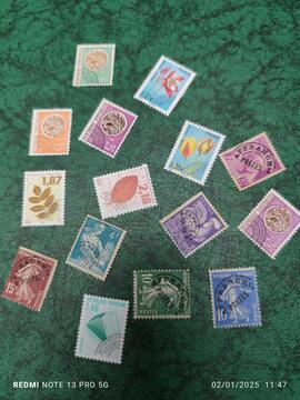 lot unique 15 timbres France prèo...