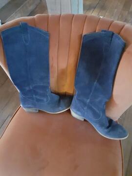 Bottes bleues croûte de cuir T38