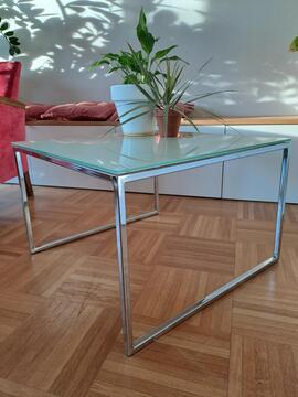 table basse verre acier