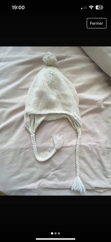 bonnet blanc doublé taille S