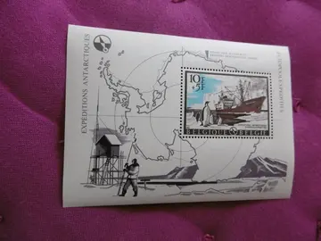 Bloc timbre Belgique Expéditions antarctiques