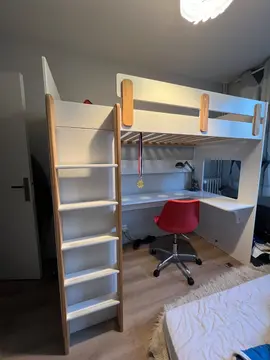 lit mezzanine avec rangements et bureau