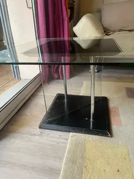 table basse design verre et bois