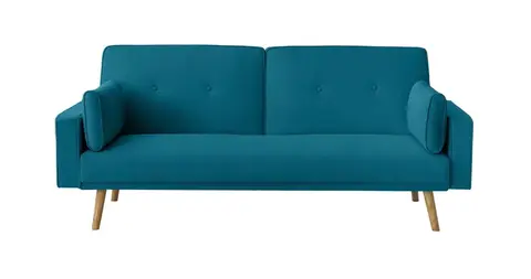 Canapé suédois bleu canard convertible (+ surmatelas)