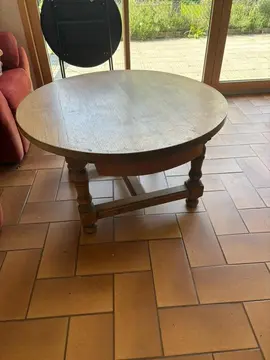 Table ronde diamètre 80 cm chêne massif