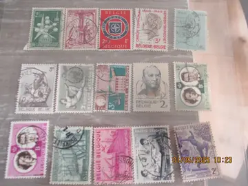 15 timbres oblitérés de Belgique