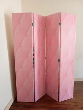 paravent rose effet matelassé