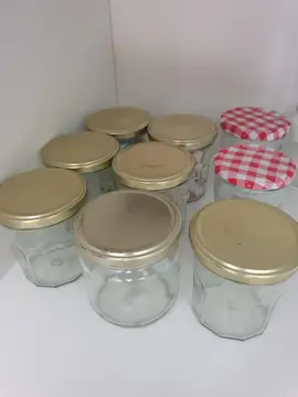 9 pots à confiture avec tissus déco