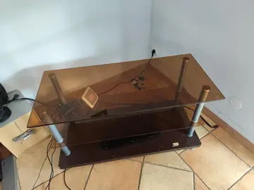 table tv verre et bois
