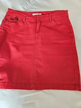 Jupe coton styje jean rouge/orangé T36/38, courte