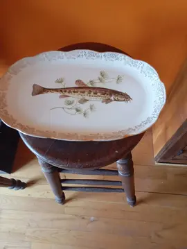 plat à poisson en porcelainr