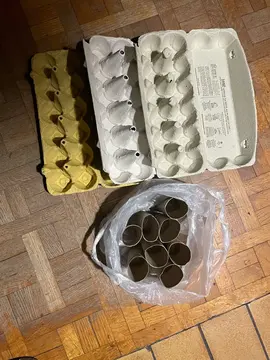 boîtes d’œufs et rouleaux