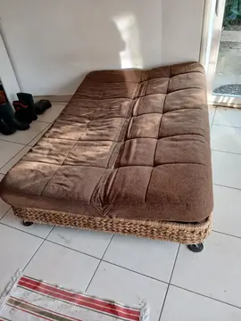 canapé lit rotin