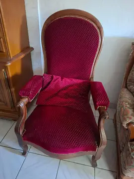 fauteuil bois et velours
