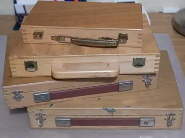 mallettes de peinture en bois (vides)