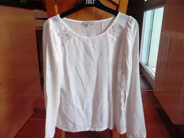 Tee shirt blanc fluide manche longue -Taille 36/38