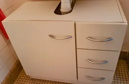 Meuble de rangement sous lavabo Blanc Salle de bain 3 Tiroirs