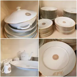 vaisselle: assiettes, plats, tasse à café et cafetière