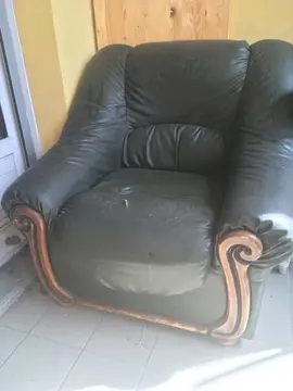 Fauteuil cuir vert foncé