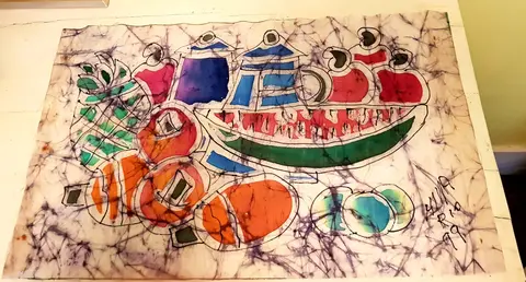 Donne batik brésilien, signé