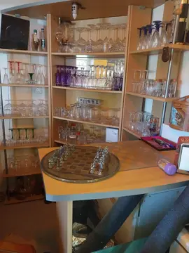 meuble bar étagère triple + comptoir miroir (sans vaisselle)