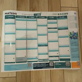 Grand calendrier 2025 plastifié pour écrire