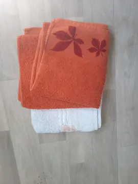Donne 2 serviettes de toilette orange et blanc