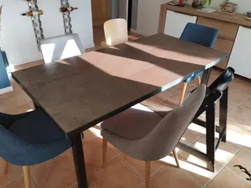 Table carrelage/bois 180x90cm