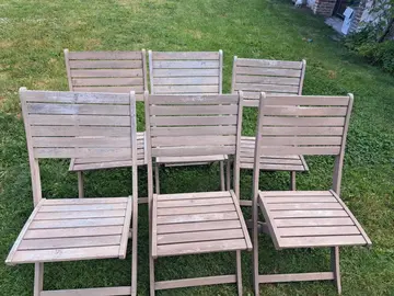 Lot de 6 chaises pliantes de jardin en bois