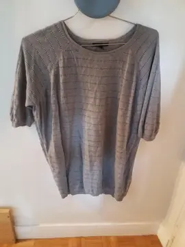top long ajouré gris taille M femme