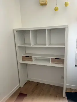 meuble bureau ou rangement bois et blanc