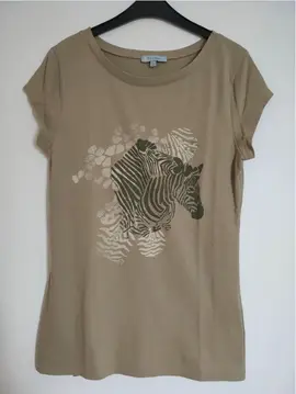 Tee-shirt kaki zèbre "Tex Woman" S (36)
